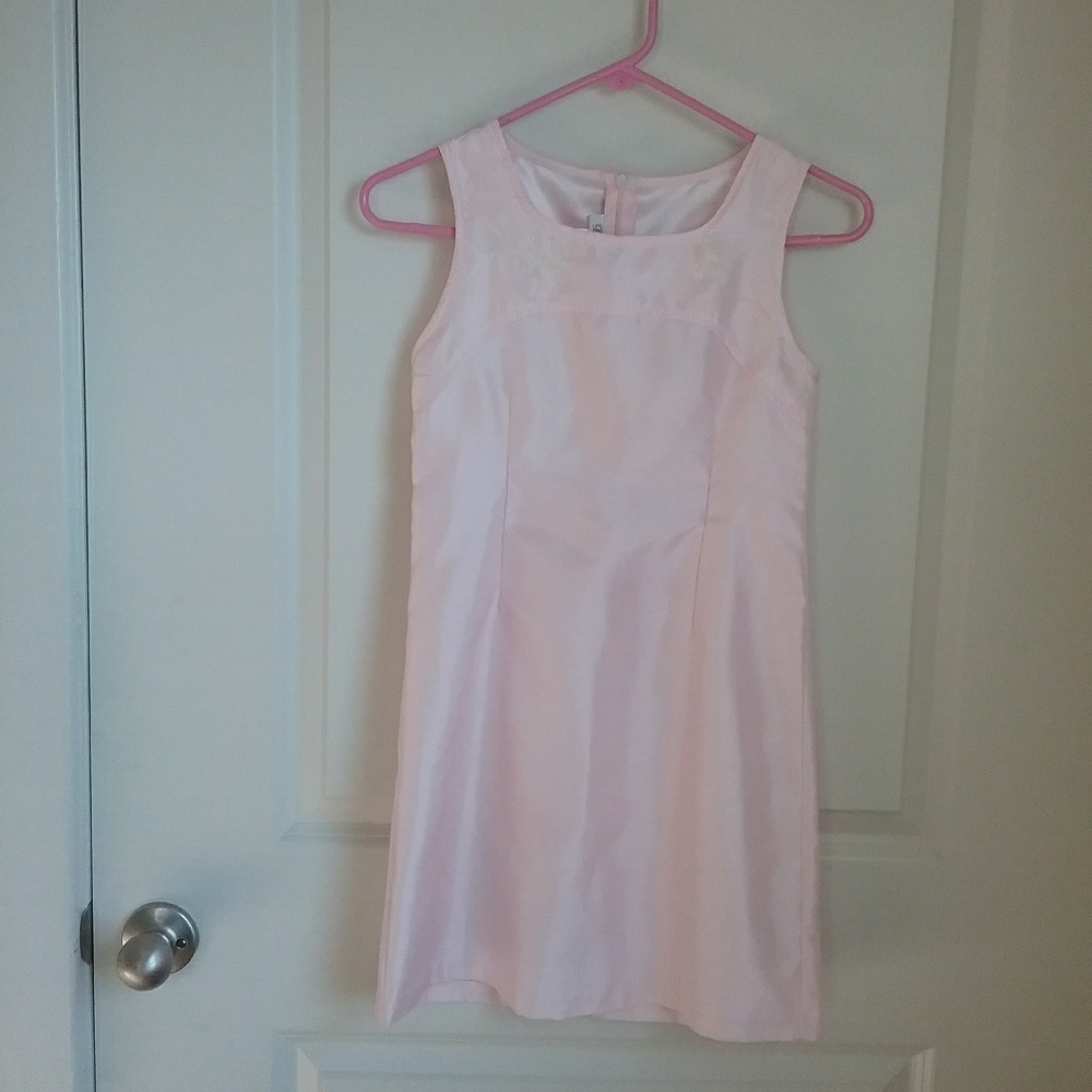 Bonnie Jean Girls Pink Embroider Back Split Dress